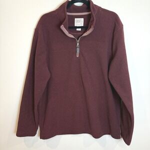 Grove & Hollow Mens Quarter Zip Textured Pullover Sweater Burgundy Size L